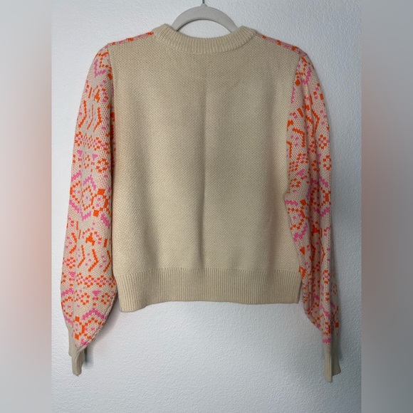 H&M Divided Pink Orange Jacquard Knit Pullover Sweater Womens Size Small - Picture 3 of 5